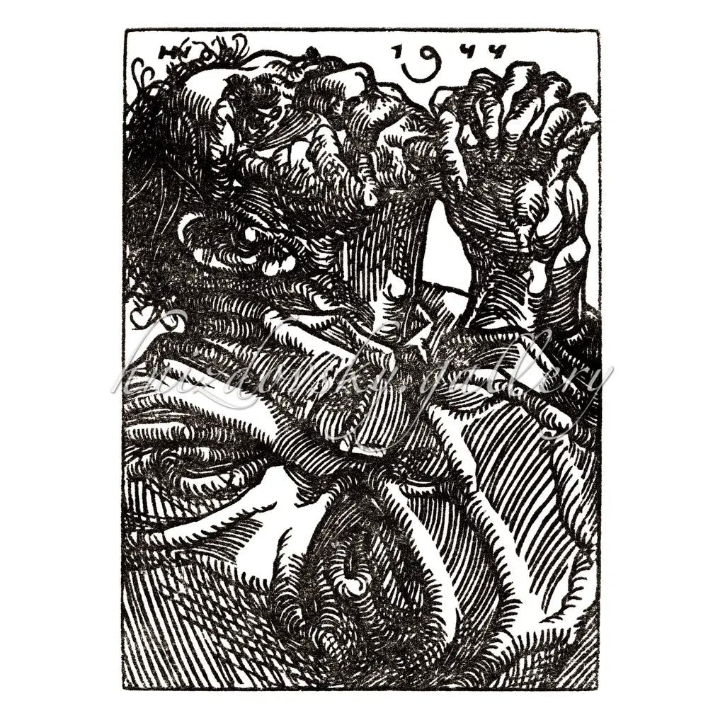 Jacques Hnizdovsky, #007 Prayer, woodcut, 1944, 5.5 Jacques Hnizdovsky, #007 Prayer, woodcut, 1944, 5.5