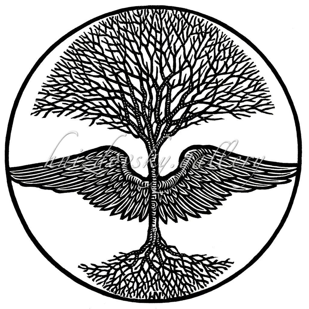 Jacques Hnizdovsky woodcut Winged Tree