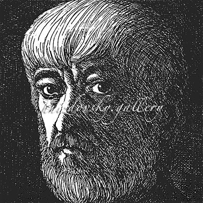 Jacques Hnizdovsky, #357 Self-Portrait, etching, 1971, 6.75" x 6.875" (image size)