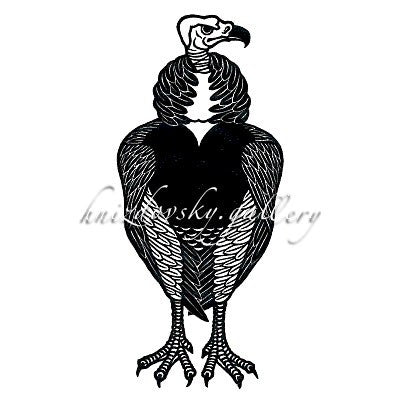 Jacques Hnizdovsky, #192 White Headed Vulture, woodcut, 1974, 9" x 4" (image size)