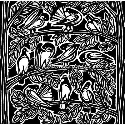 Jacques Hnizdovsky, #015 Pigeons, linocut, 1952, 18" x 18" (image size)