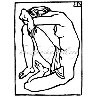 #016 Nude, woodcut, (printed directly from the woodblock by Jacques Hnizdovsky), 1952, 7.125" x 5" (image size)