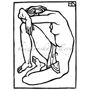 #016 Nude, woodcut, (printed directly from the woodblock by Jacques Hnizdovsky), 1952, 7.125" x 5" (image size)