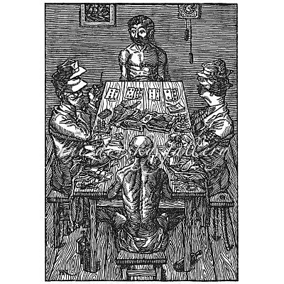 Jacques Hnizdovsky, #023 Card Players, woodcut, 1953, 12.5" x 8.625" (image size)