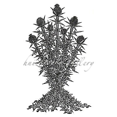 Jacques Hnizdovsky, #052 Thistle, woodcut, 1964, 7.625" x 4.5" (image size)