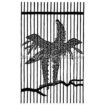 Jacques Hnizdovsky, #054 Caged Eagle, woodcut, 1964, 7.25" x 4.5" (image size)