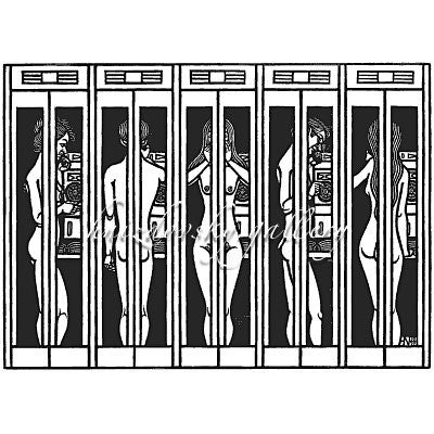 Jacques Hnizdovsky, #143 Telephone Booths, woodcut, 1972, 16" x 22.375" (image size)