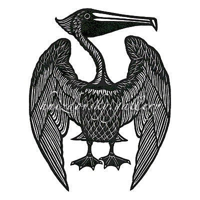 Jacques Hnizdovsky, #190 Brown Pelican, woodcut, 1974, 8.5" x 6.5" (image size)