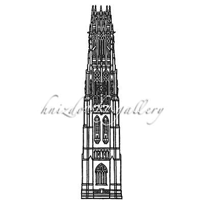 Jacques Hnizdovsky, #236 Harkness Tower, Yale, woodcut, 1977, 12.75" x 2.75" (image size)