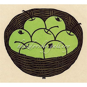 Jacques Hnizdovsky, #256 Green Apples, woodcut, 1978, 7.125" x 8" (image size)