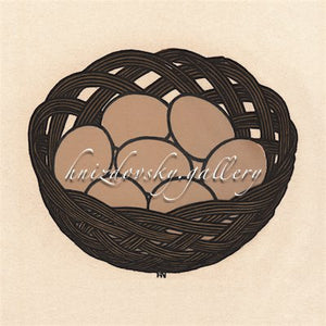 Jacques Hnizdovsky, #257 Basket of Eggs, woodcut, 1978, 6.75" x 8" (image size)