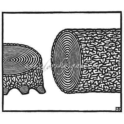 Jacques Hnizdovsky, #267 Cut Down, woodcut, 1978, 4.5" x 5.75" (image size)