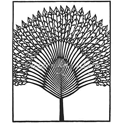 Jacques Hnizdovsky, #288 Traveler's Tree, woodcut, 1980, 8" x 6.5" (image size)