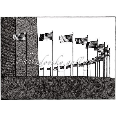 Jacques Hnizdovsky, #352 Washington Monument, woodcut, 1985, 16" x 22" (image size)